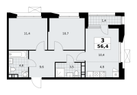 3-комнатные 