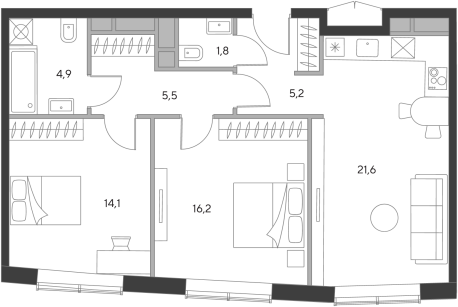 Квартира в ЖК Chkalov