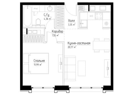 Квартира в ЖК Павелецкая Сити
