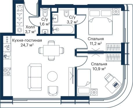 Квартира в ЖК City Bay