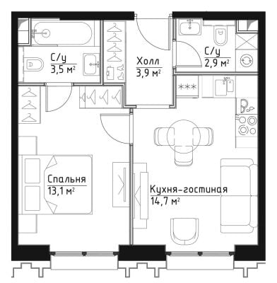 Квартира в ЖК Павелецкая Сити