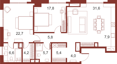 Квартира в ЖК коллекция клубных особняков «Ильинка 3/8»