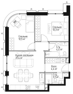 Квартира в ЖК Павелецкая Сити