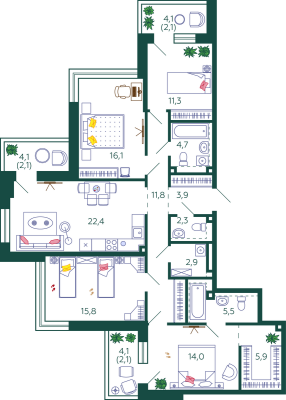 Квартира в ЖК Shagal