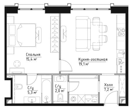 Квартира в ЖК Павелецкая Сити