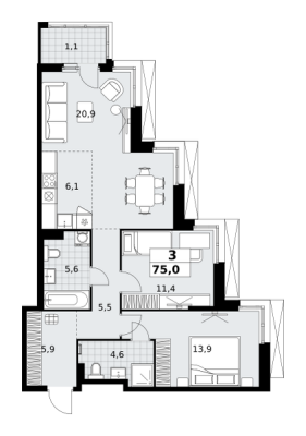 Квартира в ЖК Дзен-кварталы